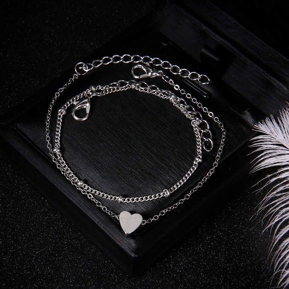 **ZANDRA* 2-Pc Silver Heart Pendant Fashion Bracelet Set - Picture 2 of 5